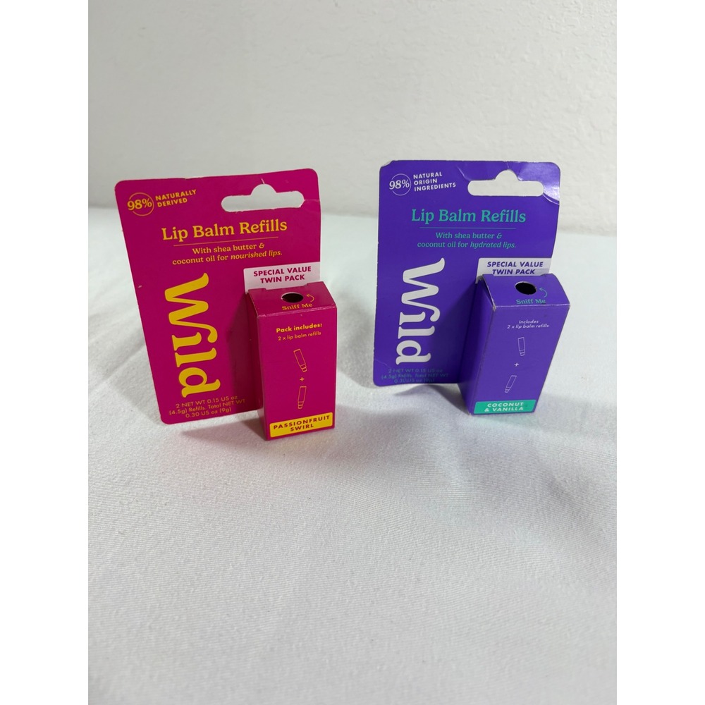 Wild Lip Balm Refills 4-Pack Passionfruit Coconut Vanilla NEW Twin Packs